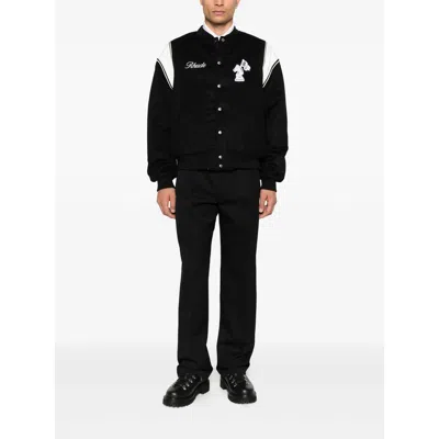 Rhude Regista Wool Blend Varsity Jacket In Black
