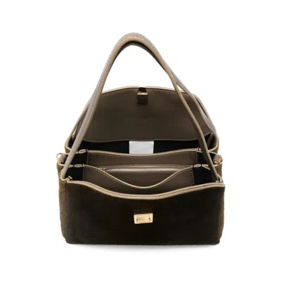 Themoirè Panelled Tote Bag In Brown