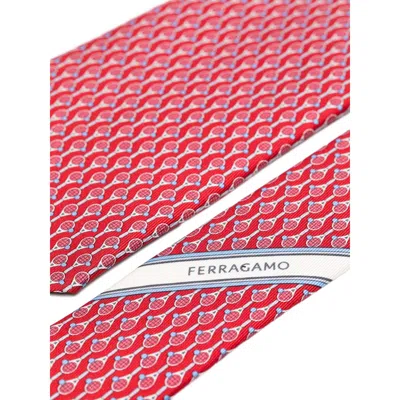 Ferragamo Racket-pattern Silk Tie In Pink