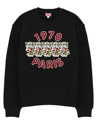 Kenzo Wild Tiger Embroidered Sweatshirt Black In Black