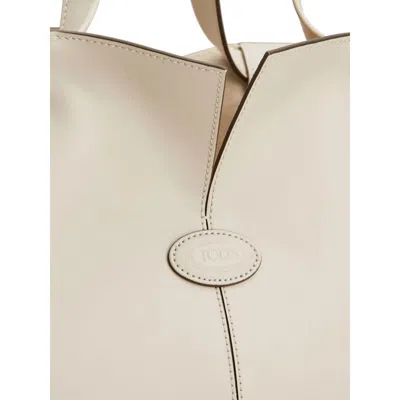 Tod's Leather Tote Bag In Neutral
