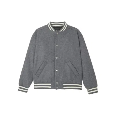 Apc Micky Striped Blouson Jacket In Gray