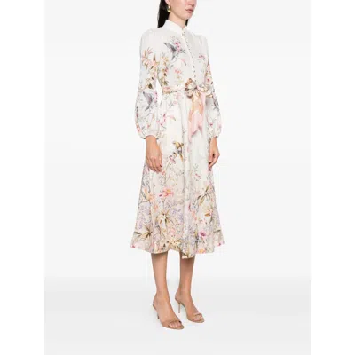 Zimmermann Rebellion Button Midi Dress In Neutral