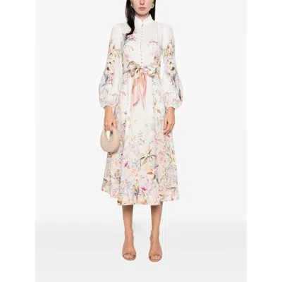 Zimmermann Rebellion Button Midi Dress In Neutral
