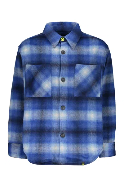 Barrow Long Sleeve Checked Blue Shirt In Blue
