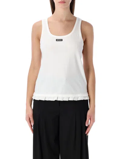 Rotate Birger Christensen Rotate Ruffle-hem Cotton Tank Top In White