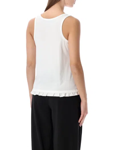 Rotate Birger Christensen Rotate Ruffle-hem Cotton Tank Top In White