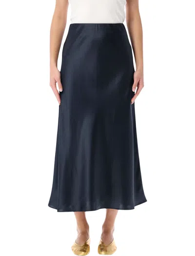 By Malene Birger Satin Midi Skirt In Blue