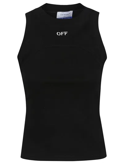 Off-white Off Stamp Rib Round Tank Top In Black