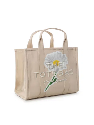 Marc Jacobs The Daisy Script Canvas Medium Tote Bag In Neutral