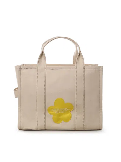 Marc Jacobs The Daisy Script Canvas Medium Tote Bag In Neutral