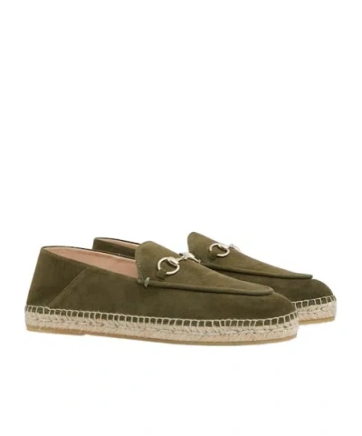 Gucci Horsebit Suede Espadrilles In Green