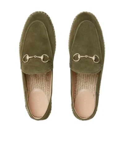 Gucci Horsebit Suede Espadrilles In Green
