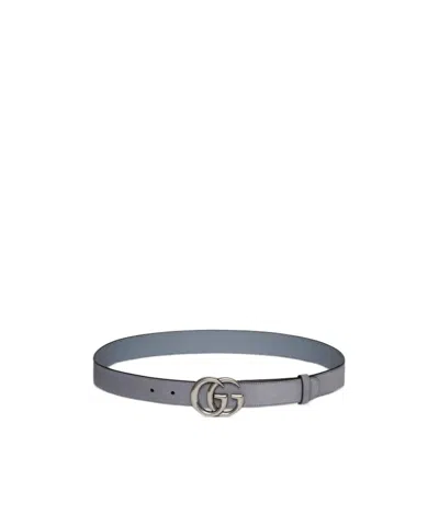 Gucci Gg Marmont Thin Belt In Gray