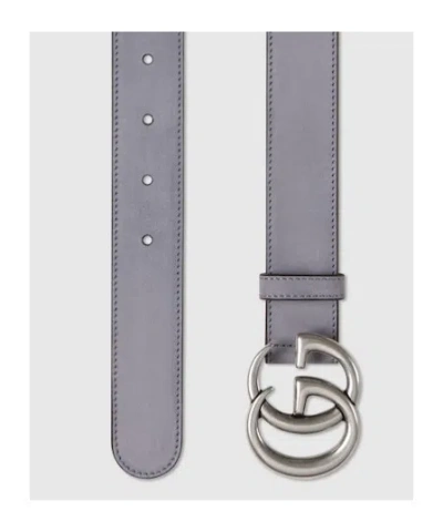 Gucci Gg Marmont Thin Belt In Gray