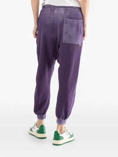 Freecity Drawstring Lettering Track Pants In Purple