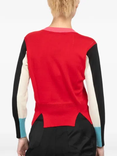 Shiro Sakai Colour-block Crew-neck Sweater In Pink