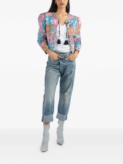 Alix Of Bohemia Patchwork Tassels Cropped Jacket In Multi