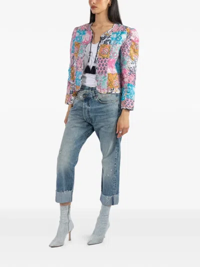 Alix Of Bohemia Patchwork Tassels Cropped Jacket In Multi