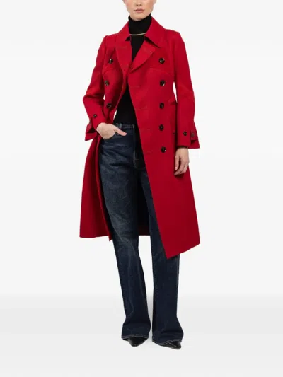 Shiro Sakai Button-up Double-breasted Coat In Burgundy