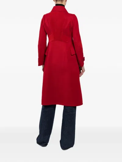 Shiro Sakai Button-up Double-breasted Coat In Burgundy