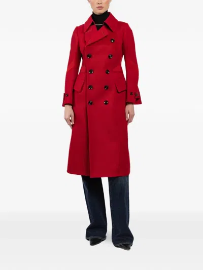 Shiro Sakai Button-up Double-breasted Coat In Burgundy