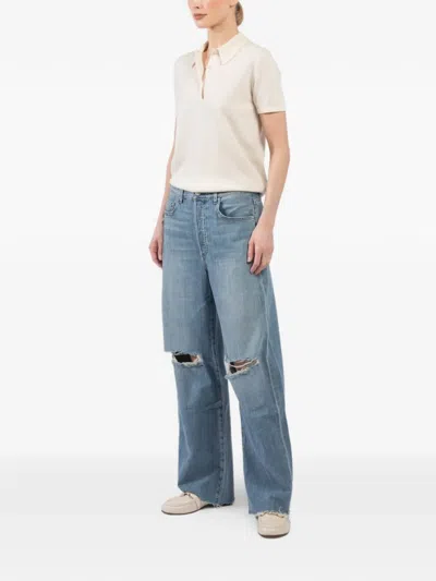 Le Jean Distressed Detail Denim Jeans In Blue