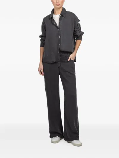 Xirena Collared Buttoned Top In Gray