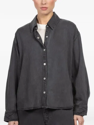 Xirena Collared Buttoned Top In Gray