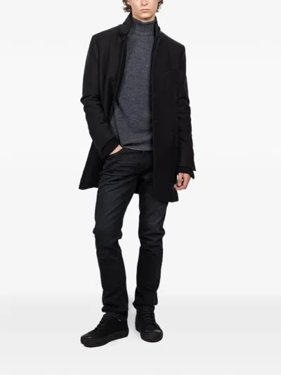 Hannes Roether Button Pocket Coat In Black