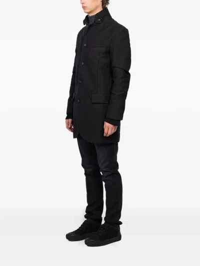Hannes Roether Button Pocket Coat In Black