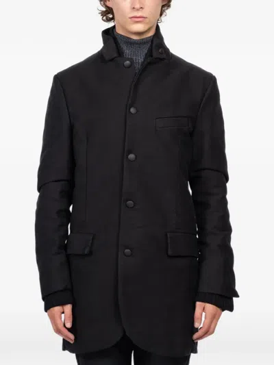 Hannes Roether Button Pocket Coat In Black
