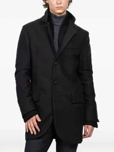 Hannes Roether Button Pocket Coat In Black