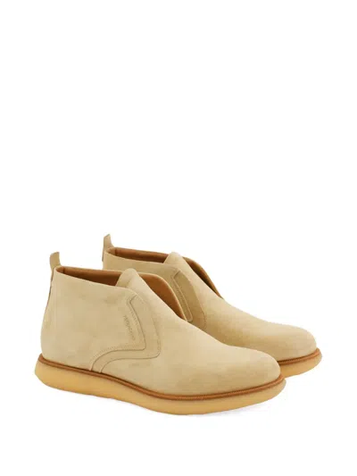 Ferragamo Suede Boots In Neutral