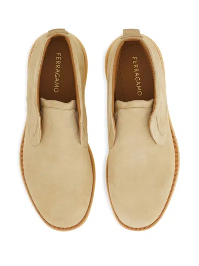 Ferragamo Suede Boots In Neutral