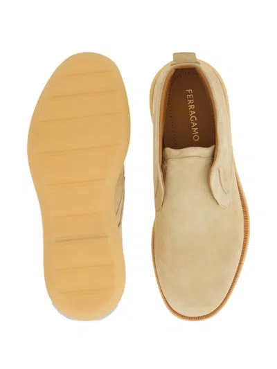 Ferragamo Suede Boots In Neutral