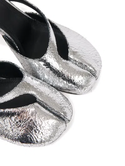 Maison Margiela Tabi Broken Mirror Leather Split-toe Pumps In Metallic