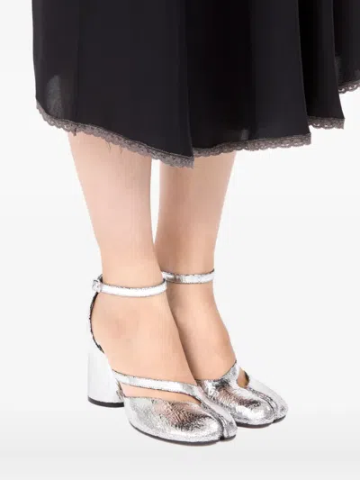 Maison Margiela Tabi Broken Mirror Leather Split-toe Pumps In Metallic