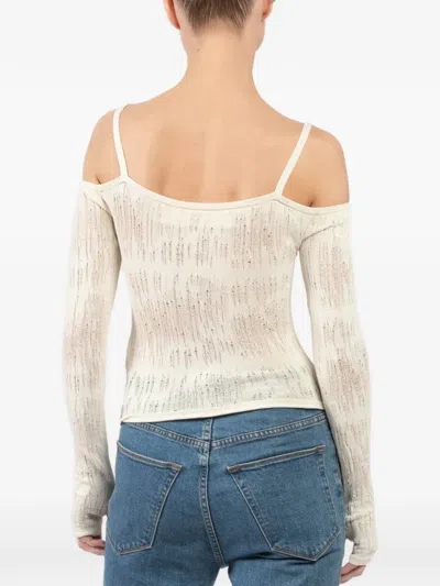 Isabel Benenato Lace Strap Blouse In White