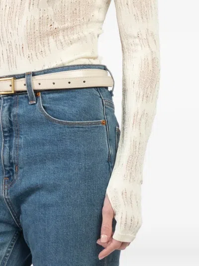 Isabel Benenato Lace Strap Blouse In White