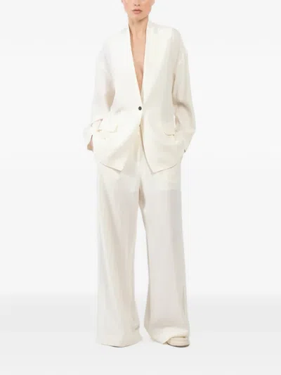 Isabel Benenato Back-detail Single-breasted Jacket In Neutral