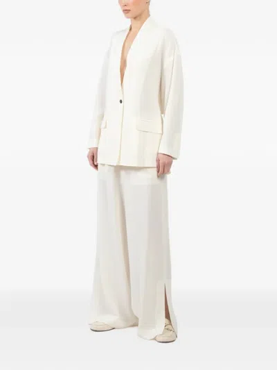 Isabel Benenato Back-detail Single-breasted Jacket In Neutral