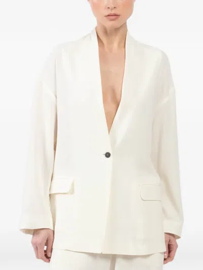 Isabel Benenato Back-detail Single-breasted Jacket In Neutral