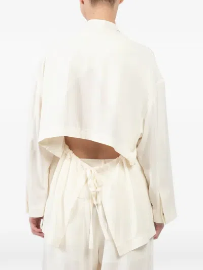 Isabel Benenato Back-detail Single-breasted Jacket In Neutral