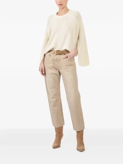 Isabel Benenato Boxy Sweater In Neutral