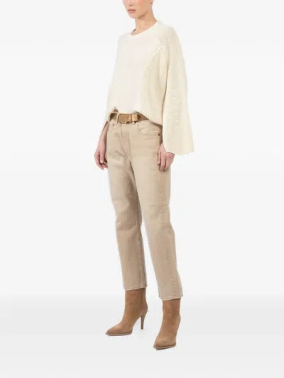 Isabel Benenato Boxy Sweater In Neutral