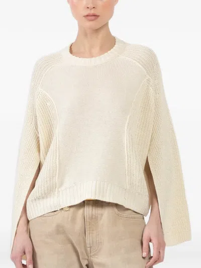 Isabel Benenato Boxy Sweater In Neutral
