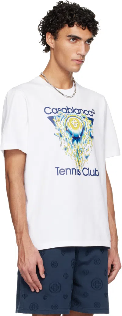 Casablanca Men White Crewneck T-shirt With Logo Print On The Front In Cotton Man