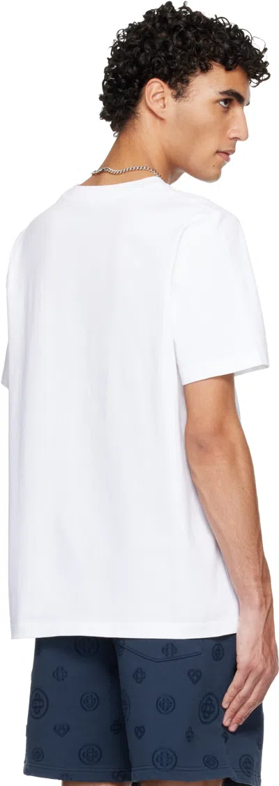 Casablanca Men White Crewneck T-shirt With Logo Print On The Front In Cotton Man