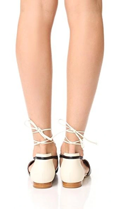 Shop Malone Souliers Montana Lace Up Flats In Black/white